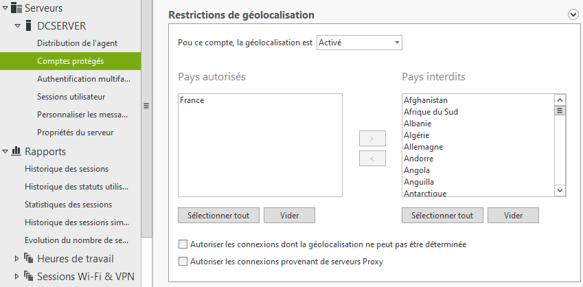 Restriction de géolocalisation