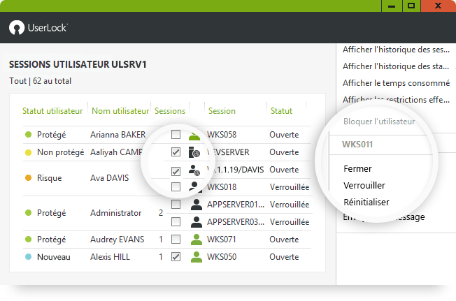 Sessions utilisateurs - UserLock User Session - UserLock