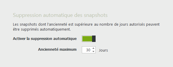 Suppression automatique des snapshots