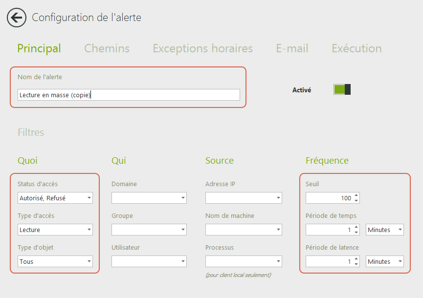 Configurer une alerte en masse