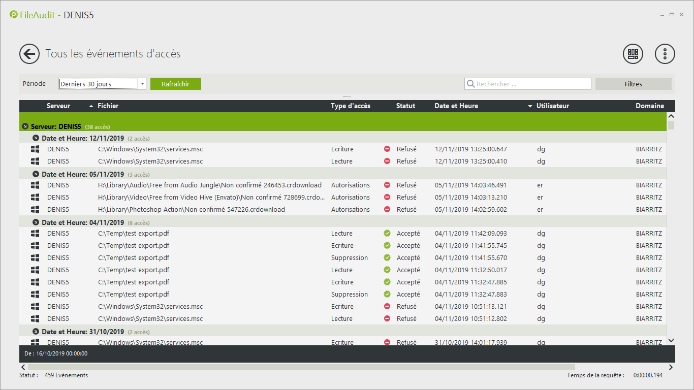 Afficher les événements d’accès aux fichiers