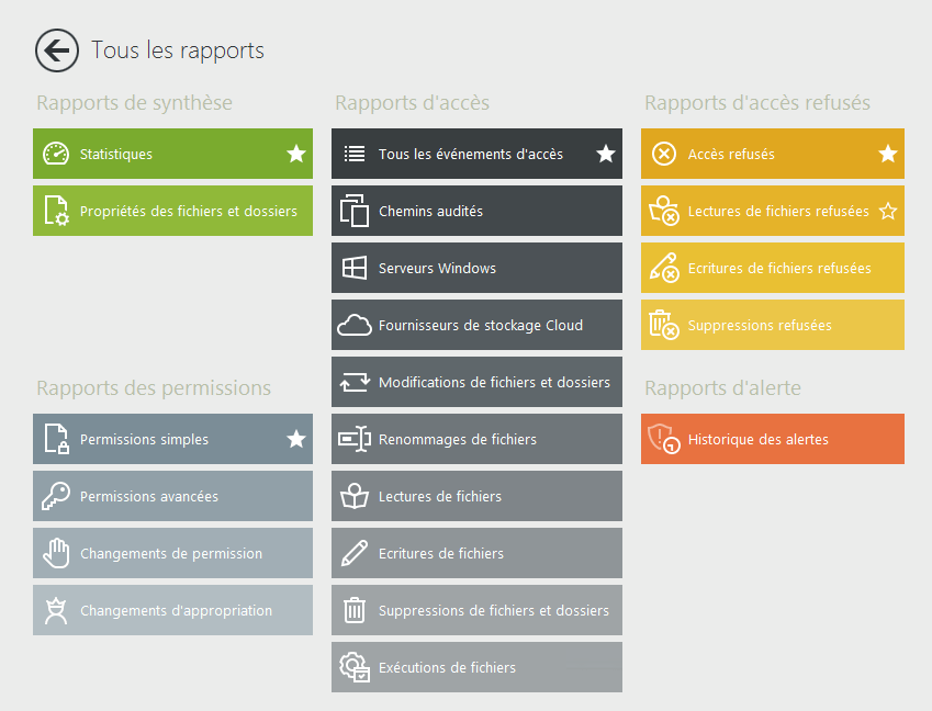 Différents rapports de FileAudit