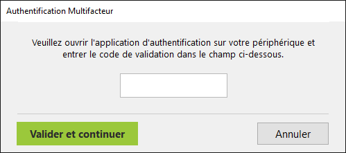 Fill the MFA code in the field in the dialog box