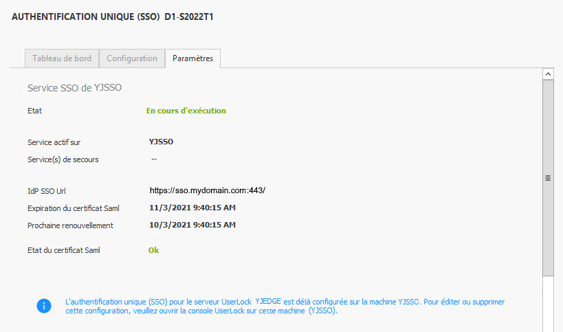 UserLock SSO server information