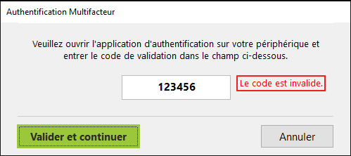 Logon denied when entering MFA code