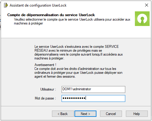 UserLock Configuration wizard