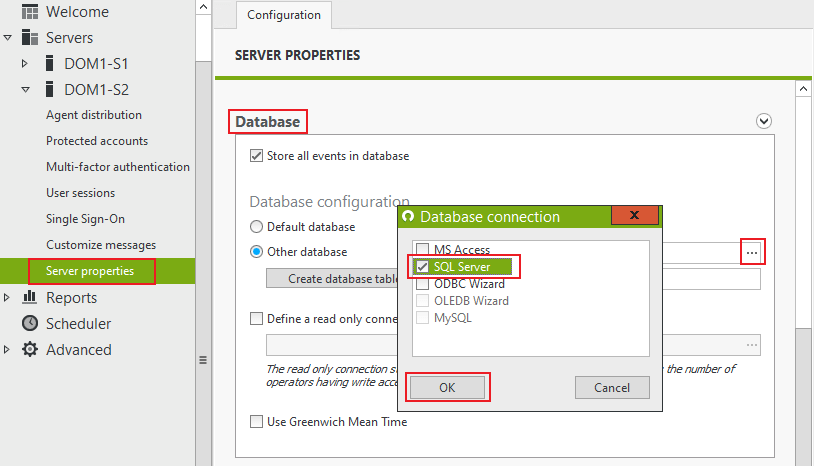 Select SQL Server and press OK